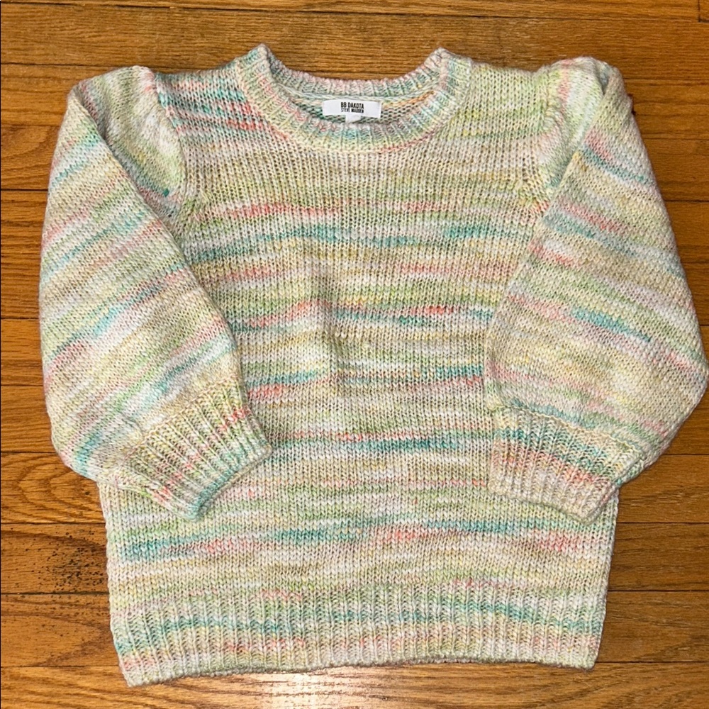 BB Dakota Pastel Knit Women's Sweater with puff sleeves